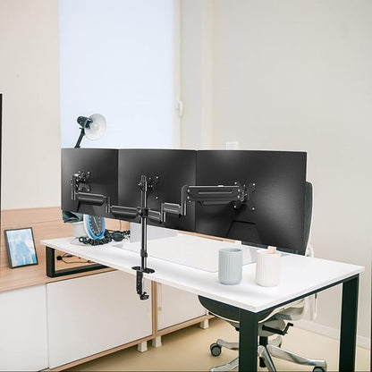 suptek Triple Monitor Mount for Most 17 to 32 inch Screens,Gas Springs Adjustment Triple Monitor Desk Mount Stand with Clamp & Grommet Kit,Black(MD8003)