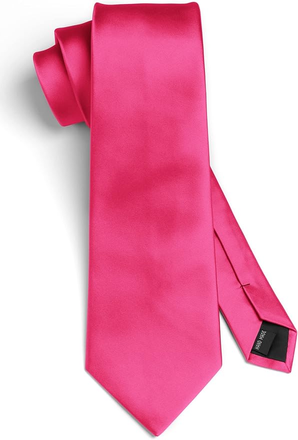 HISDERN Mens Solid Color Ties Formal Satin Necktie and Pocket Square Set Classic Wedding Business Tie & Handkerchief