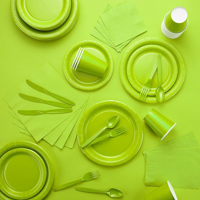 Disposable Paper Plates Kiwi, 6 3/4 Inch Paper Dessert Plates, Strong and Sturdy for Parties, Dinners, Holidays, Picnics, or Travel - Pack of 50