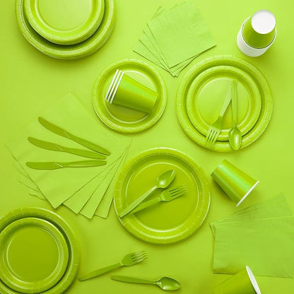 Disposable Paper Plates Kiwi, 6 3/4 Inch Paper Dessert Plates, Strong and Sturdy for Parties, Dinners, Holidays, Picnics, or Travel - Pack of 50