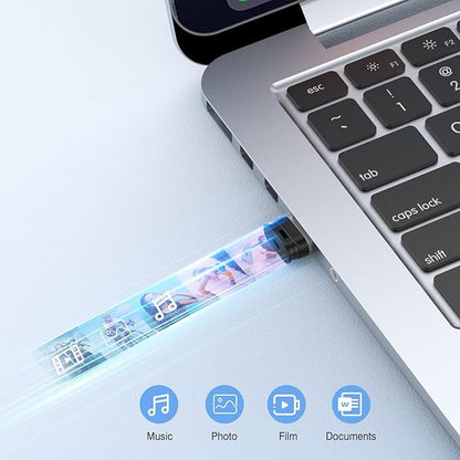 K&ZZ 64GB Flash Drive 5 Pack 64 GB Low Profile USB Flash Drive with Lanyard Mini USB Drive 64G Small Thumb Drive Memory Stick with Keychain, Black