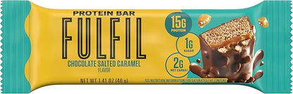 FULFIL Protein Snack Bars, Chocolate Salted Caramel Flavored, Gluten Free with 15g Protein, Pantry Staples, 12 Count