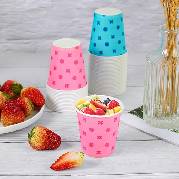 LITOPAK 540 Pack 5 oz Disposable Paper Cups, Pink and Blue Disposable Paper Snack Cups, Small Mouthwash Mugs for Home, Bathroom, Picnic, Party, and Events