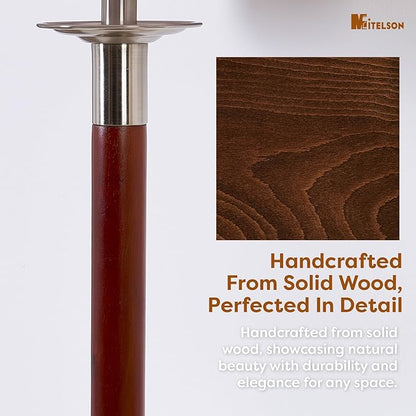 LED Bedside Lamp for Bedroom, Modern Desk Lamp with Dimmable Switch and Bulb, Wood Table Lamp for Nightstand, Desk Reading Lamp for Kids Room, Living Room, Office, Walnut Wood Finish