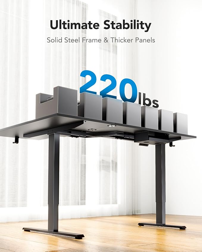 HUANUO 71 x 48 inch Dual Motor L Shaped Electric Standing Desk with 3 Preset Heights, Electric Height Adjustable Computer Table, 2 Hooks & Cable Tray, Raising Desk for Home Office, Black
