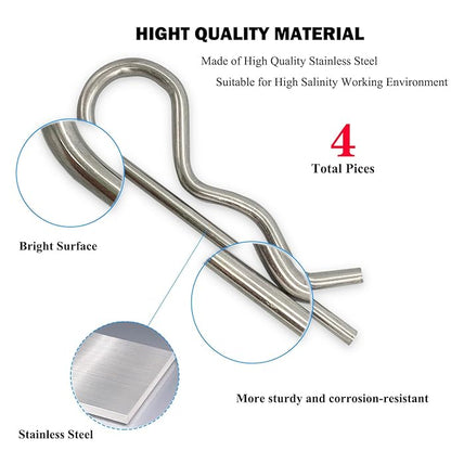 4 Pcs Heavy Duty Stainless Steel Cotter Pin R Clip Large Spring Retaining Wire Hair Pins Hitch Pin Clips Large Carter Pins for Trailer Pin Clips Lock System M4x85 Keeper Pins