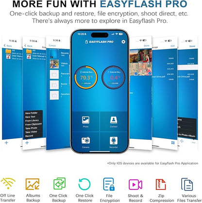 Thumb Drive for iPhone 128GB, 4 in 1 USB Type C Memory Stick, Photo Stick External Storage Falsh Drive for iPhone iPad Android Computer, Sky Blue