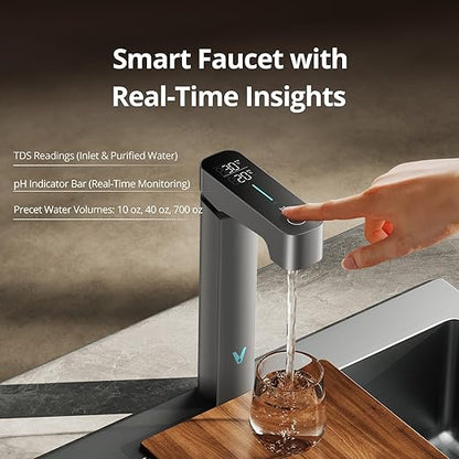 VIOMI® Master M1 Reverse Osmosis Alkaline Mineralization pH+ Water Filter, Lead & PFAS Reduction Under Sink Tankless RO System, NSF/ANSI 372 ETL Tested, Smart Faucet & App Monitor, 1000 GPD, BPA Free