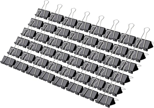 Binder Clips,Qimailer Medium Clips,48 Pcs,1.25 Inch,Black Metal Binder Clips and Paper Clips for Office, Home, School