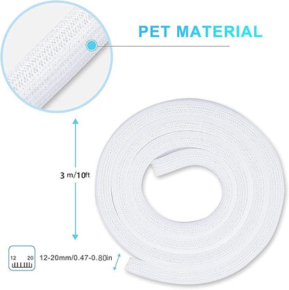 AGPTEK Cable Sleeve Cover, 10ft - 4/5 inch Desk Cord Organizer Cable Hider, Home Office Wire Management Computer TV Wire Loom Tubing, Pet Proof Cord Protector, from Cat Dog Chewing, White