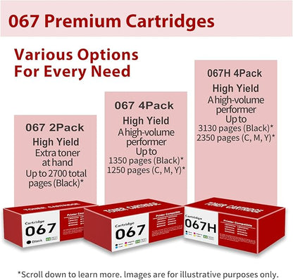 067H 067 Toner Cartridges Set Compatible for Canon 067H 067 Toner Cartridge Work with Canon ImageClass MF656Cdw MF654Cdw LBP632Cdw LBP633Cdw Printers|067H B/C/Y/M,4Pack 067H Toner