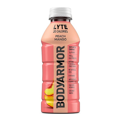 BODYARMOR LYTE Sports Drink Low-Calorie Sports Beverage, Peach Mango, Coconut Water Hydration, Natural Flavors With Vitamins, Potassium-Packed Electrolytes, Perfect For Athletes, 16 Fl Oz (Pack of 12)