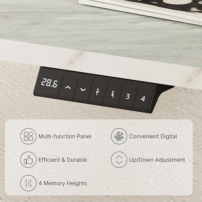 FLEXISPOT EN2 Whole-Piece Standing Desk with Clamp Power Strip, 48 x 30 Electric Stand Up Height Adjustable Desk with Cable Management (White Frame + 48" Marble Gray Top, 2 Packages)