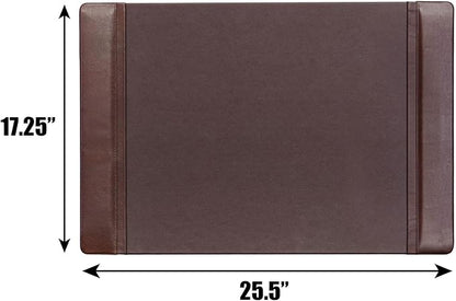 DACASSO Leather Desk Pad with Side Rails - Luxury Leather Desk Blotter for Writing - Executive Desk Surface Protector - (Chocolate Brown, 25.5 x 17.25”)
