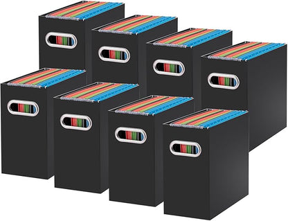 Oterri Cardboard File Organizer Box for Hanging File Folders Letter Size,File Box for Computer Desk,File Cabinet,Working Home,Office,Classroom (Black, Letter Size - 8 Packs)