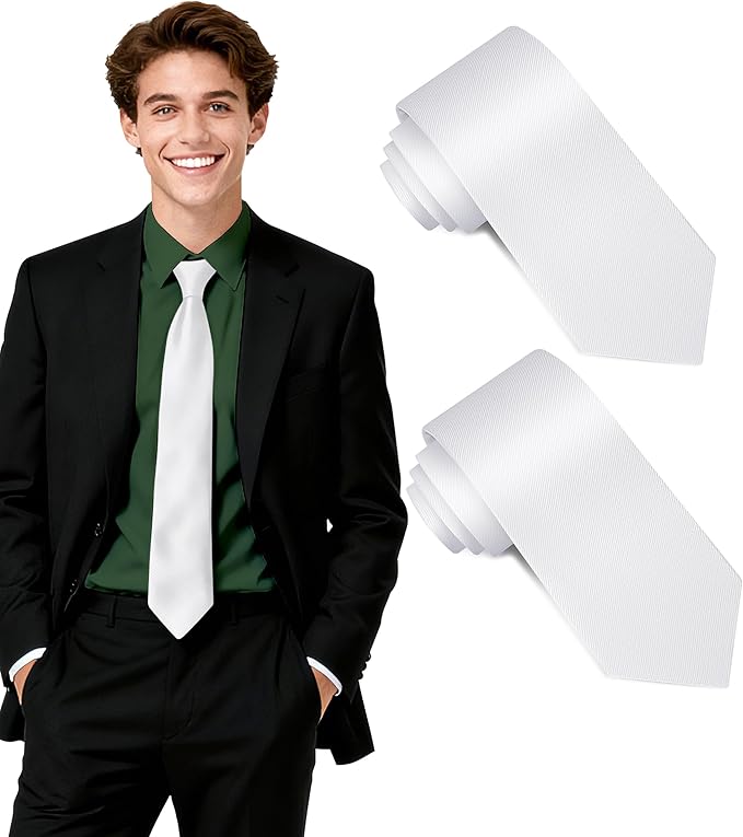 Fineknot Black Ties for Men, Formal Neckties for Men, Solid Color Mens Ties for Business, Wedding, Party, Mens Neck Tie