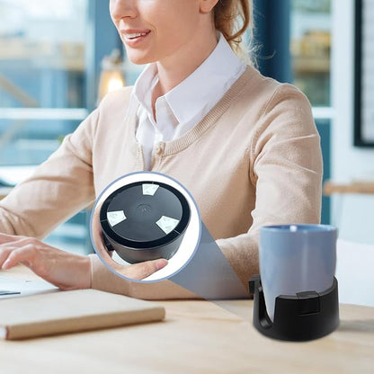 Anti Spill Cup Holder - Adjustable Plastic Drink Holder - Adhesive Desk Cup Holder for Home Office Couch Table - Black