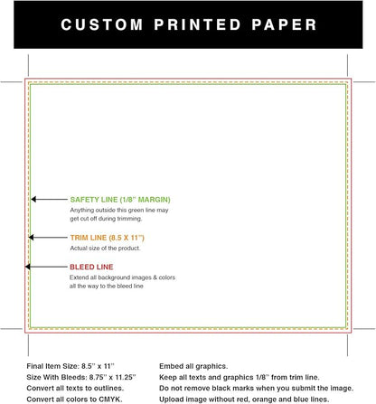 Color Copy Flyers Custom Copy Printing | 8.5”x 11” | White Paper | Upload Your Own Design | Brochures, Letterhead, Posters, Flyers & More | 500 Per Pack | Regular Paper - 1 Sided Printing
