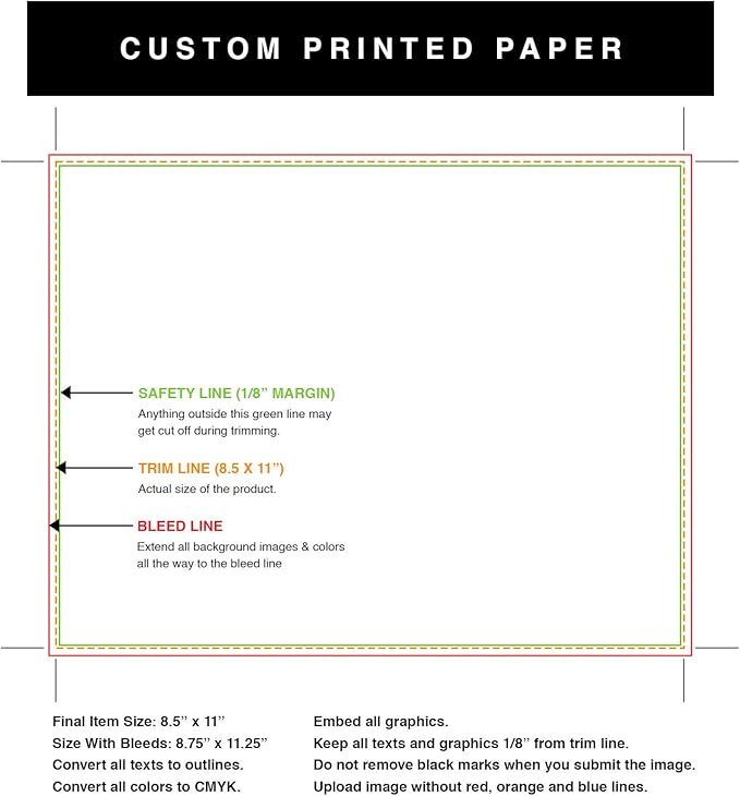 Color Copy Flyers Custom Copy Printing | 8.5”x 11” | White Paper | Upload Your Own Design | Brochures, Letterhead, Posters, Flyers & More | 250 Per Pack | Regular Paper - 1 Sided Printing