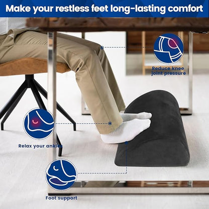 CloudBliss Foot Rest for Under Desk at Work,Office Desk Accessories with Soft Foam and Washable Removable Cover, Foot Stool for Office, Car, Home to Foot Support and Relax Ankles, Gray