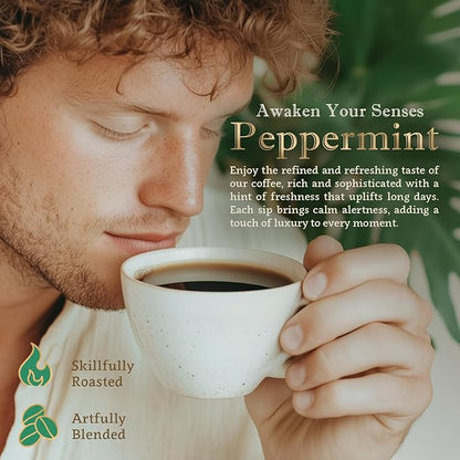 Mint Flavored Whole Bean Coffee – 100% Arabica, Single Origin, Medium Roast, Naturally Sweetened, Refreshing and Invigorating – by Coffea Flavor