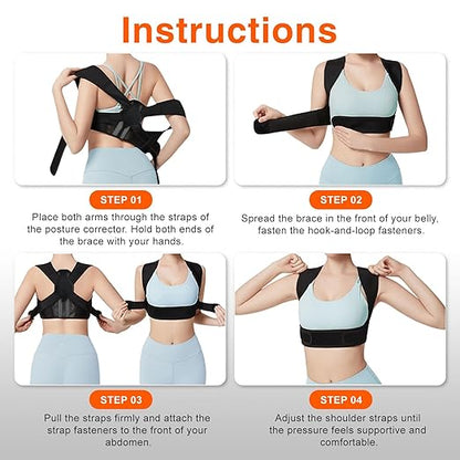 Posture Corrector for Women, Adjustable Back Straightener with Enhanced Support, Invisible Under Clothes, Breathable Upper Back Brace for Neck, Back Pain Relief, Correct Hunchback, Slouching, L/XL