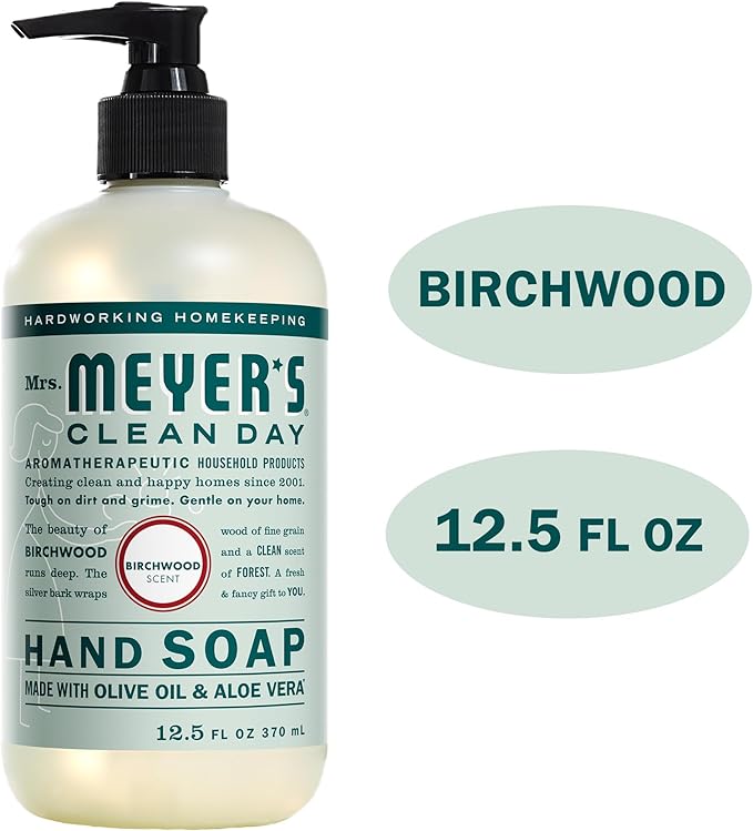 MRS. MEYER'S CLEAN DAY Hand Soap, Made with Essential Oils, Birchwood, 12.5 fl. oz