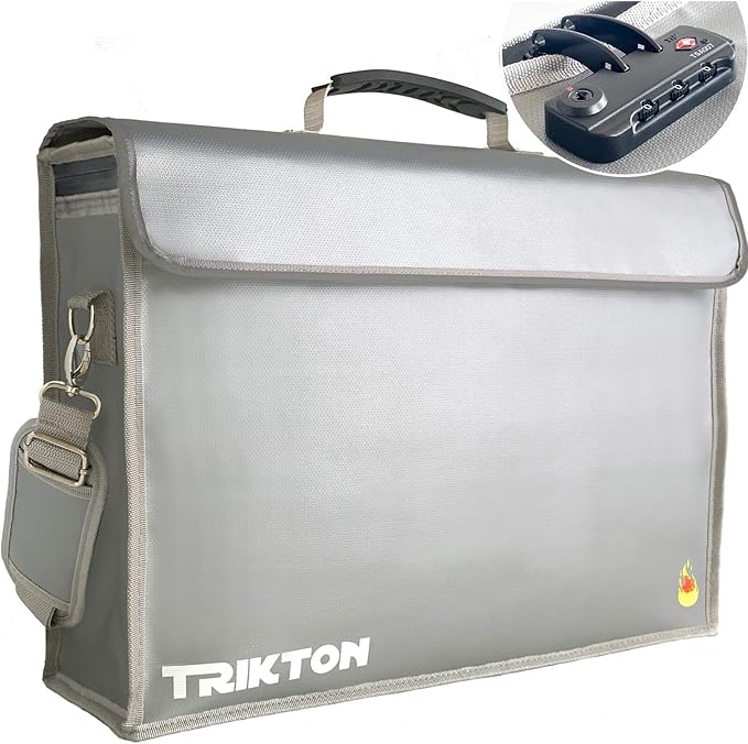 Fireproof and Waterproof Document Bag XXL 17.5x13x5 with TSA Lock, Fits A3 and Oversized Legal Files, High-Viz Design, Lock Box for Travel and Documents, Developed by USA Engineers and Firefighters