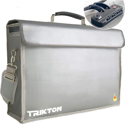 Fireproof and Waterproof Document Bag XXL 17.5x13x5 with TSA Lock, Fits A3 and Oversized Legal Files, High-Viz Design, Lock Box for Travel and Documents, Developed by USA Engineers and Firefighters
