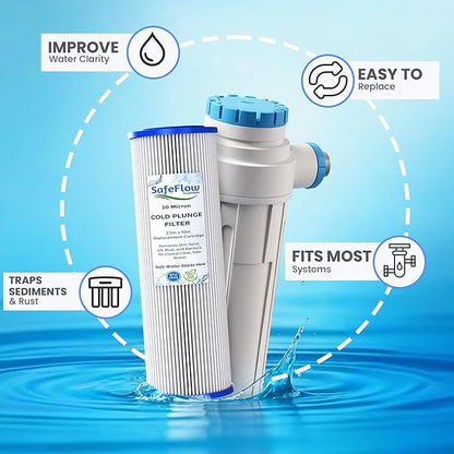 10in Ice Bath Chiller Filters 20 Micron 10" x 2.5" Water Filter Replacement Cartridge – Fits Ice Pod Cold Plunge Water Chiller, Cold Plunge Filters, Water Filter for Cold Plunge (6)