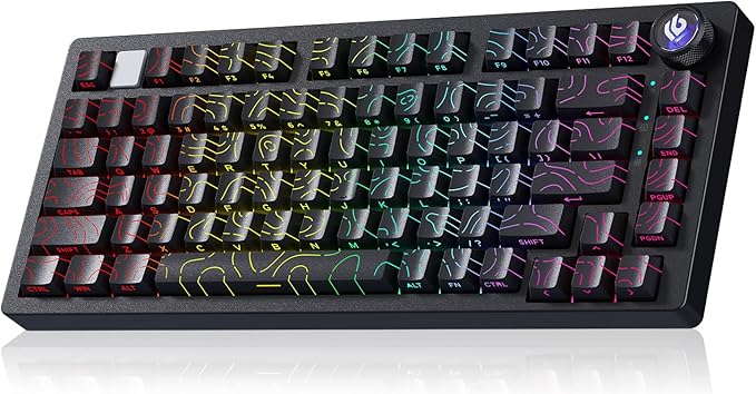 LEOBOG HI75C Pro Mechanical Wireless Keyboard, 75% TKL RGB Backlit Buletooth Mechanical Keyboard with Hot Swappable Reaper Switch for MAC/Window/Andriod/PC Gaming - Turquoise Switch, Black