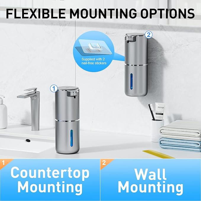 Automatic Soap Dispenser Touchless Automatic Liquid Soap Dispenser 4 Adjustable 1500mAh Soap Dispensing Levels Wall Mount for Kitchen and Bathroom