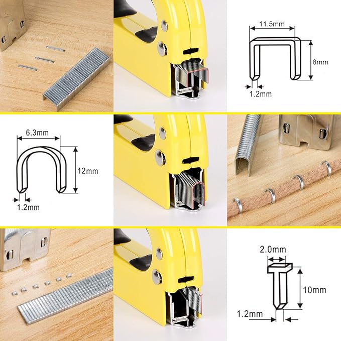 Heavy Duty 3-in-1 Staple Gun with 600 Staples, Manual Nail Gun,Upholstery Stapler for Wood, Furniture, Carpet, Carpentry, DIY, Wire, Decoration, Craft, Fixing Material