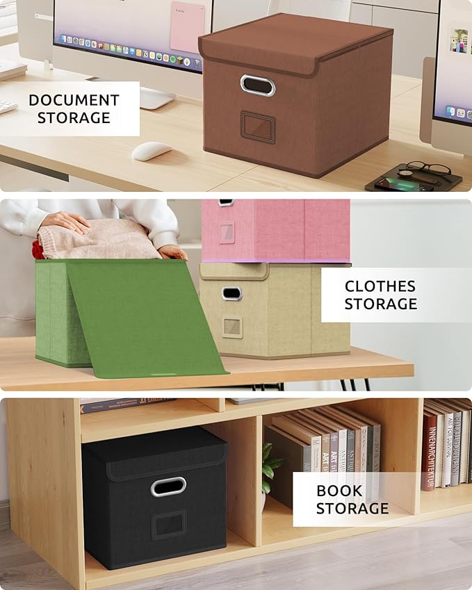 Oterri File Organizer Box,File Box,Small File Cabinet for Letter Folders,Light Green Portable Filing Box,Collapsible File Organizer for Office/Decor/Home-1 Pack - without Folders