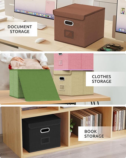 Oterri File Organizer Box,File Box,Small File Cabinet for Letter Folders,Light Green Portable Filing Box,Collapsible File Organizer for Office/Decor/Home-1 Pack - without Folders