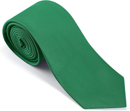 Black Tie Set in Gift Box Mens Solid Color 3.15" (8CM) Black Necktie and Pocket Square Set
