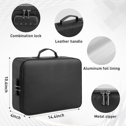 MONDOSHOP 5200°F Fireproof Document Bag with Lock, Heat-Insulated Fireproof Document Box, Important Document Organizer, Portable Travel Fireproof Safe for Home Documents, Passport, Laptop, Cards(Soft)