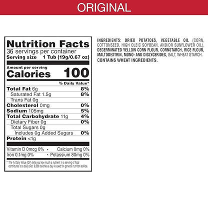 Pringles Potato Crisps Chips, Lunch Snacks, On-the-Go Snacks, Original (36 Cups)
