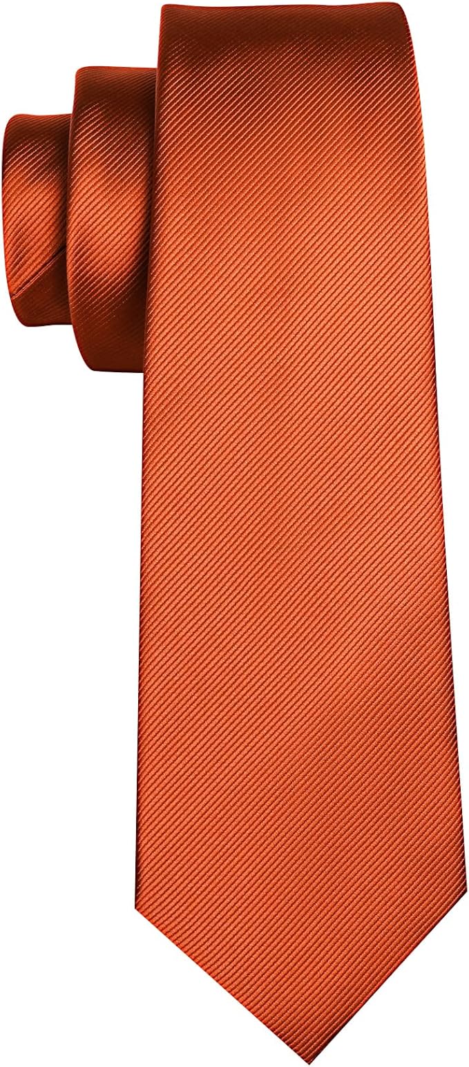 Barry.Wang Tie Sets for Men Silk Solid Necktie Stain Ties Handkerchief Pocket Square Cufflinks Wedding Business Dyed