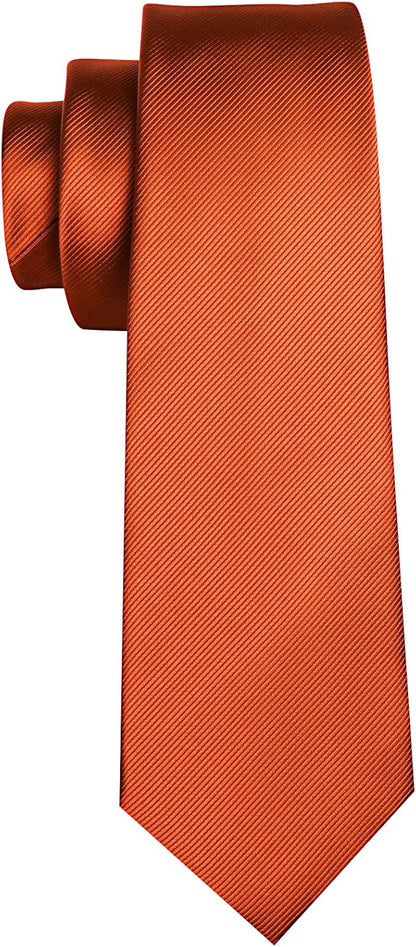 Barry.Wang Tie Sets for Men Silk Solid Necktie Stain Ties Handkerchief Pocket Square Cufflinks Wedding Business Dyed