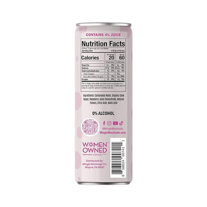 Mingle Mocktails Sparkling Raspberry Rose, Premium Non-Alcoholic Drinks, Refreshing Pre-Mixed Drinks, Healthy Alternatives, Canned Mocktails, 12 fl. oz. Cans, Pack of 24