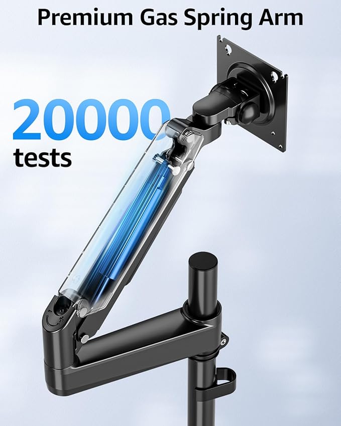 MOUNTUP Heavy Duty Monitor Arm Fits 49 45 42 40 39 34 32 Inch Screens, Ultrawide Monitor Arm Holds 4.4-44 lbs, Monitors Stand for Samsung Odyssey G9 and More, Gas Spring Height Adjustable, VESA Mount
