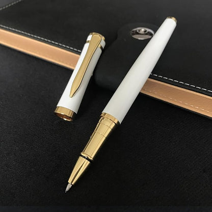 HSK Luxury Ballpoint Pens gift Pen Black Refill Line width 0.5mm,Best Ball Pen Gift Set for Men & Women Professional Executive,Office,Nice Pens Classy Gift Box (White)
