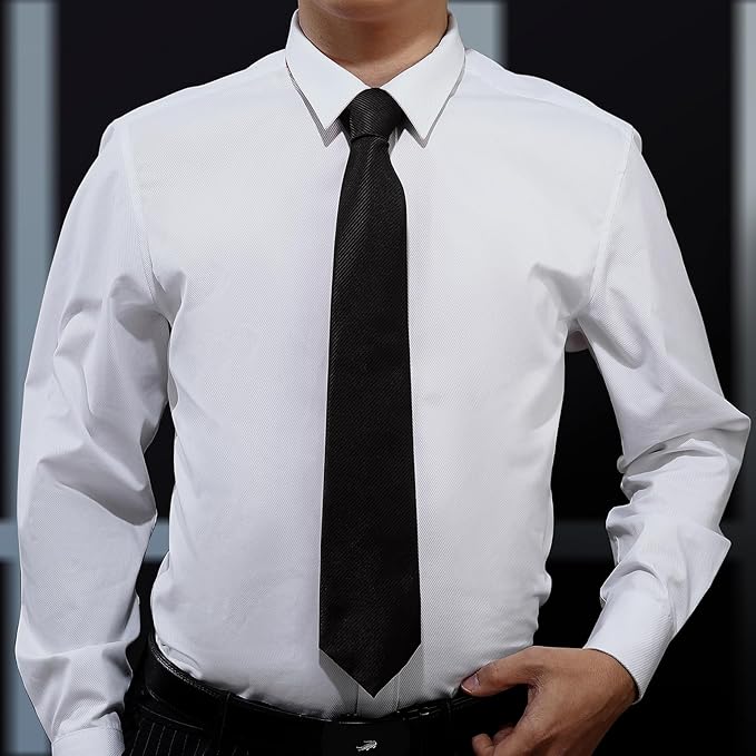 KOOELLE Men's Ties Solid Pure Color Plain Neckties Formal Black Ties For Men