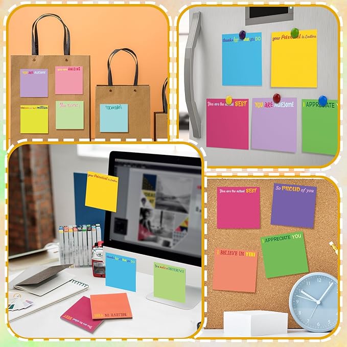 Yinder 12 Pcs Employee Appreciation Sticky Notes Xmas Gift Bulk Motivation Note Pads Mini Inspirational Note Gift for Teacher Nurse Staff Coworker Office Supply 3 x 3'' (Appreciation,Minimalist)