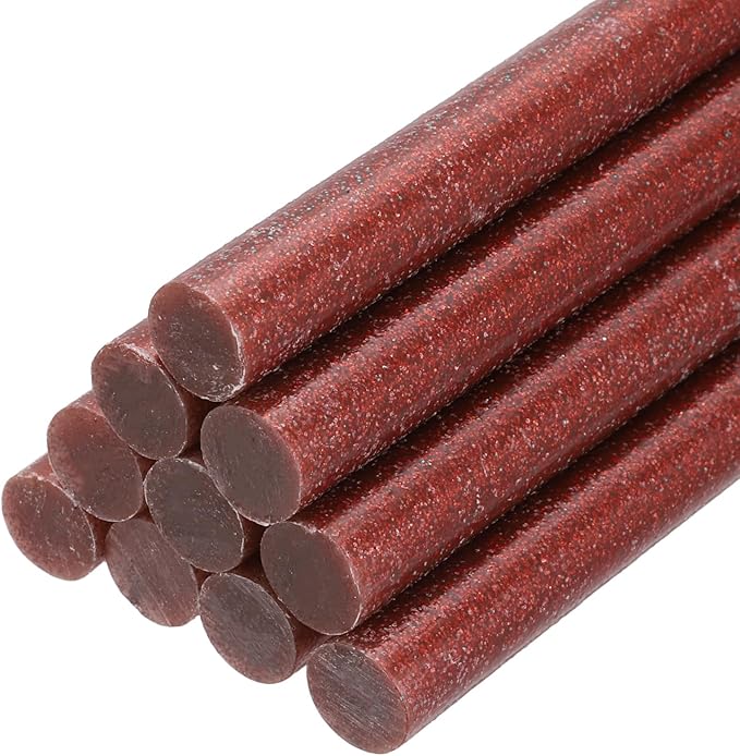 PATIKIL Hot Glue Sticks for Glue Gun, 10 Pcs Colored Hot Melt Adhesive Bulk Sticks for DIY Craft Projects Art Decoration Home Repairs, Dark Red (7.9" x 0.43")