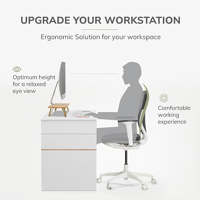 Anji Mountain Wooden Monitor Stand - Elegant Monitor Riser, Perfect Monitor Stand for Desk Organization, Durable Wood Construction monitor stands, Enhances Ergonomics and Workspace Efficiency,Walnut