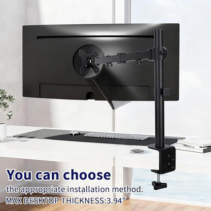 Single Monitor Desk Mount, Heavy Duty Adjustable Monitor Stand for 13"-32" Screen, Monitor Arm Desk Mount Holds Up to 22lbs with C Clamp/Grommet Base