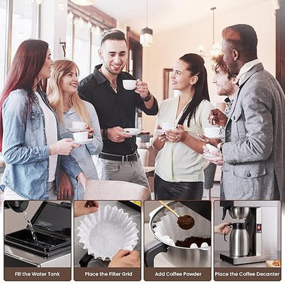 SYBO Commercial Coffee Makers 12 Cup, Drip Coffee Maker Brewer with 74Oz thermal carafe, Stainless Steel Cafetera SF-CB-1AA