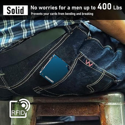 Upgraded Hinged Minimalist Wallet for Men | Slim Metal RFID Blocking Wallet | Credit Card Holder & Money Clip Holds 20 Cards | Premium Scratch-Resistant Finish | Ideal Gift for Men